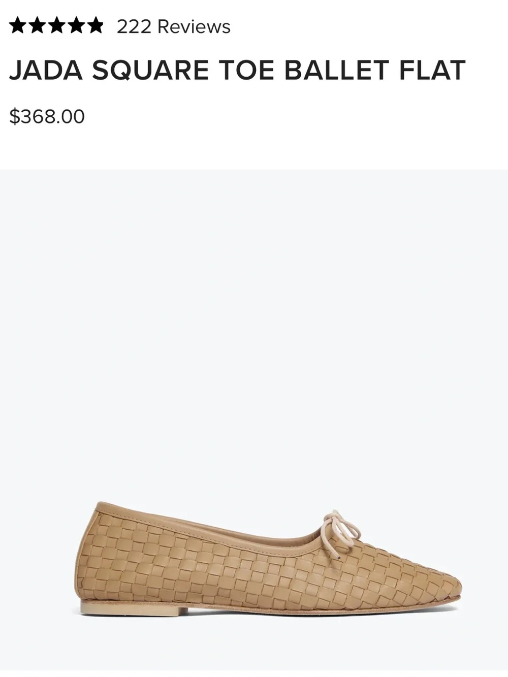 Freda Salvador Jada Tan Woven Leather Square Toe Bow Flats, Size 10